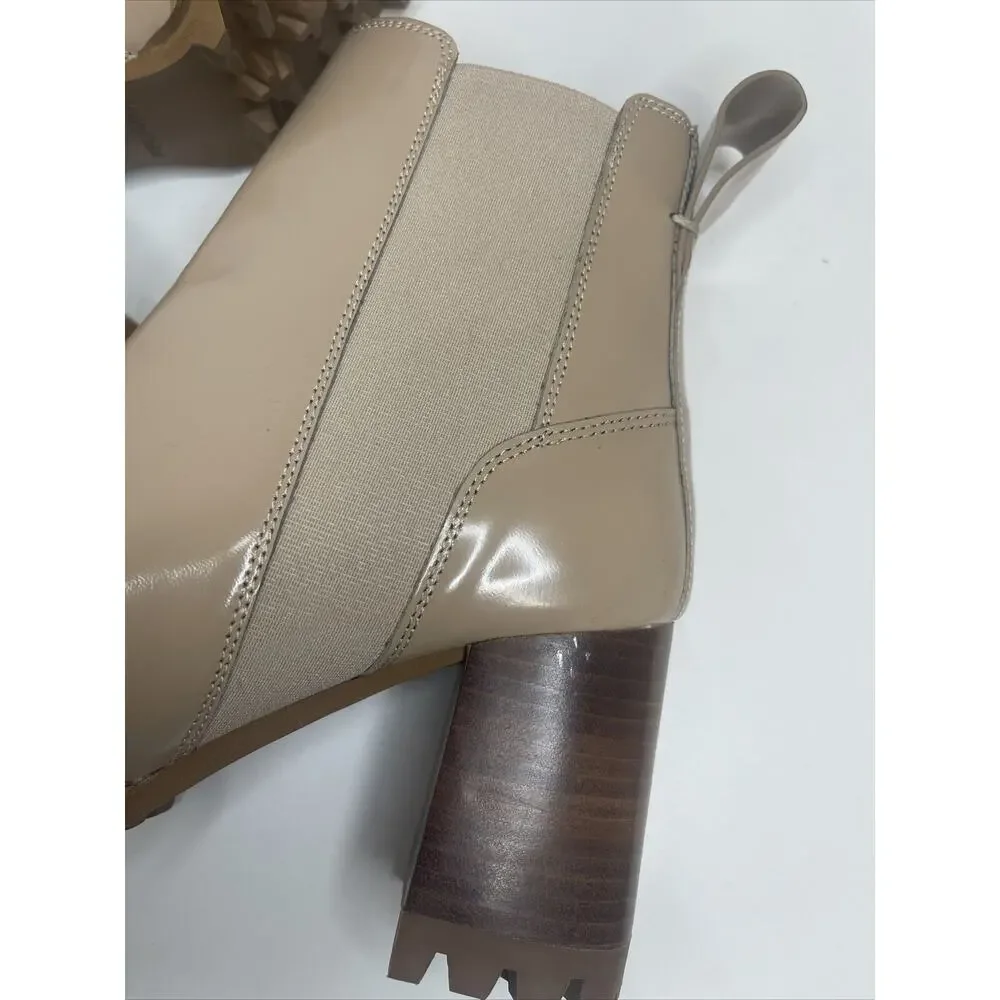 See by Chloé Women's Mallory Block Heel Chelsea Boots Dark Beige Size 37 NWOB